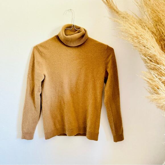 MENS THEORY Camel Khaki Beige Tan Cashmere Solid Pullover Turtleneck Sweater XS - Picture 5 of 11